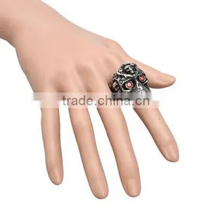 Stainless Steel Titanium Silver Men's Skull Men Cool Biker Punk Ring Retro thumbnail-6