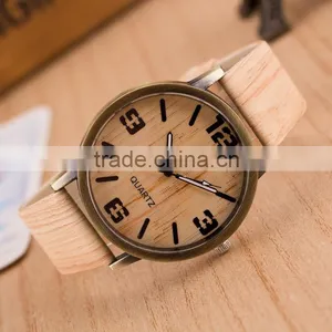 Fashion Wirstwatch,imitation Wood Look Leather Watch Bracelet thumbnail-1