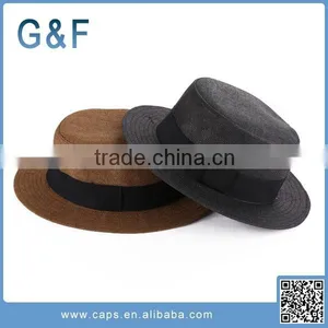Wholesale Custom Straw Boater Hat thumbnail-1