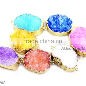 Wholesale Natural Drusy Stone Jewelry Titanium Drusy Connector thumbnail-1