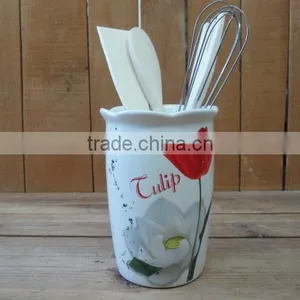 Kitchen Spoon Cutlery Ceramic Utensil Holder With Tools thumbnail-1
