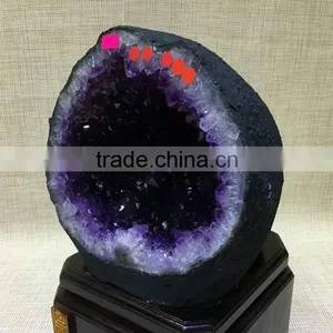 High Quality Natural Brazil Amethyst Geode Purple Quartz Crystal Large Geode for Sale thumbnail-6