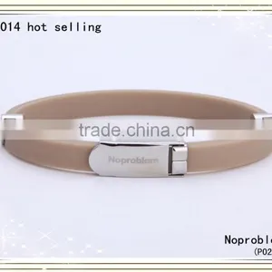 Noproblem P023 Negative Ion Stainless Steel Silicone Elastic Sexy Luxury Rubber Band Bracelet thumbnail-1