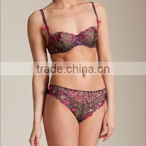 New Style Women Stylish Fancy Embroidery Lace Bra Panty Set thumbnail-1