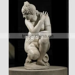 Hand Carved Natural White Marble Sculpture Naked Sex Girl Statue thumbnail-3