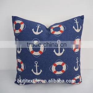 Square Car Throw Pillows Home Decorative Pillow Covers Plain Linen/ Cotton Anchor thumbnail-1