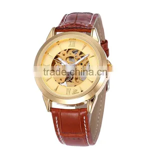 Oem Genuine Leather Men's Teenage Fashion Skeleton Automatic Mechanical Watch Waterproof thumbnail-3