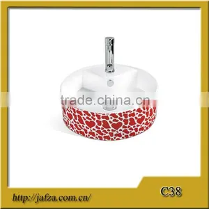 C38 Ceramic Colored Basin, Round Shape Red Basin, Basin for Bathroom thumbnail-1