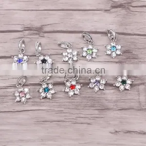 Pave CZ Flower Charm Beads Fit Bracelets Dangle Charms European DIY Jewelry thumbnail-1