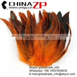 CHINAZP Wholesale Selected Prime Quality Cheap Dyed Orange Chicken Half Bronze Rooster Schlappen Feathers thumbnail-1