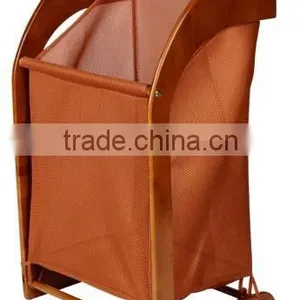 Chinese 100% Household Bamboo Laundry Storage Basket With Mesh Liner thumbnail-1