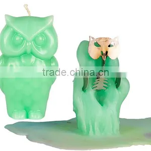 Customized Yellow Color Home Decorative Shaped Green Owl Candle thumbnail-1