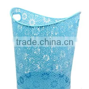 Store More Blue Metal Punched Mesh Trash Can Wastebasket With Hand Hole thumbnail-1