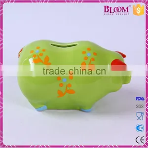 Handmade Craft Green Pig Shape Ceramic Piggy Bank thumbnail-4