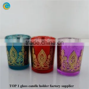 Colored Mercury Tea Light Candle Jar / Candlesticks thumbnail-3