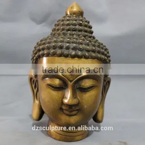 Temple Garden Building Metal Brass Buddha Head Statues thumbnail-3