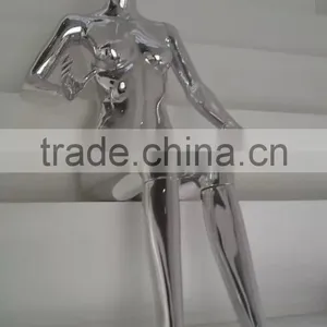 Stainless Steel Statues Modern Art Mirror Surface Naked Women for Decor thumbnail-1