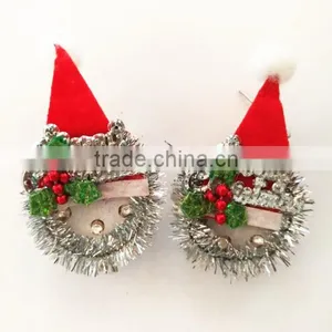 Yiwu Handmade Silver Wreath Hat Design Customized Christmas Led Earrings thumbnail-1