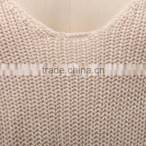Ladies' Two Colour Sweater Design With Wide V Neckline and Long Sleeves thumbnail-3
