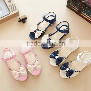 Zm35399a China Wholesale Leather Sandals Korean Childrens Bowknot Shoes thumbnail-1