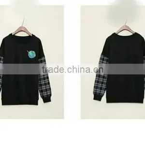 Latest Woman Sweatshirt Design Sublimation With Plaid Sleeve and Hood Design Sweatshirt thumbnail-1