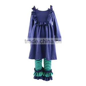 Little Girl Clothing Autumn Boutique Ruffle Outfits Children Clothes Baby Cotton Frocks Designs thumbnail-1