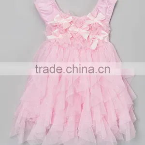 New Summer Pink Girl Dress With Bow Sparkle Fancy Sleeveless Dress For Child Cute Kids Clothes G-NP-GD905-282 thumbnail-1