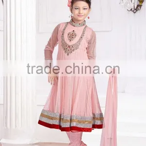 Peach Color With Silver Design at Neck Salwar Kameez Sizzling Girls Ready Made thumbnail-1