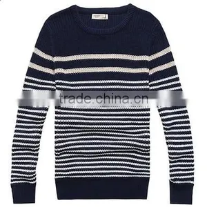 The Long Sleeve Dark Blue/white Stripes Design Knitting Pullover Casual Men Knitted Sweater thumbnail-1