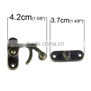 Antique Bronze 4 Holes Metal Hook Box Latches Clasp For Box Lock Purse Lock thumbnail-3