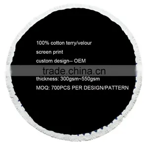 100% Cotton Reactive Screen Print Round Beach Towels thumbnail-3