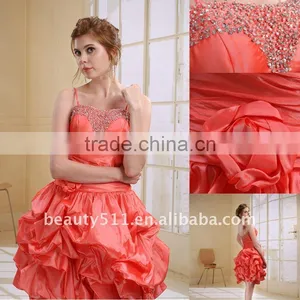 Short Party Cocktail Dress Beaded Pleated Taffeta Short Party Dress AS028 thumbnail-1