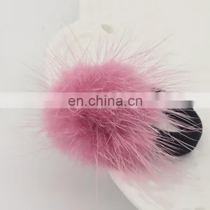 Cute Small Round Mink Fur Ball Hair Accessory for Kids Girl Decoration thumbnail-3