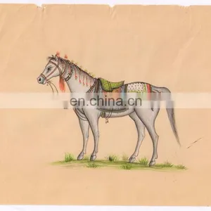 Indian Miniature Art Painting Royal Animal Wall Decor Original Water Color Paper Painting thumbnail-1