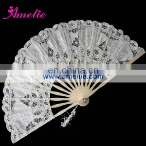 A-Fan074(27cm) New Design Wholesale Lace Wedding Decoration Hand Lace Fan for Wedding thumbnail-1