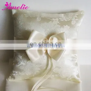 A-R2 Cream Silk Fabric Ring Pillow Wedding thumbnail-1