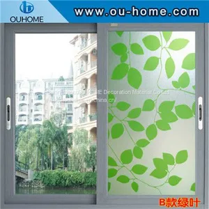 BT847 Stained Green Leaves Glass Privacy Window Film thumbnail-2
