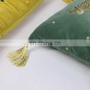 Decorative Velvet Throw Pillow Cushion Cover With Tassels for Couch thumbnail-1