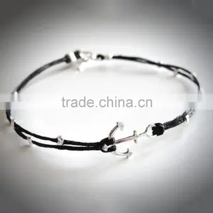 Handmade Wax Cord Woven Bracelet With Bow and Arrow Charm Bracelet thumbnail-3