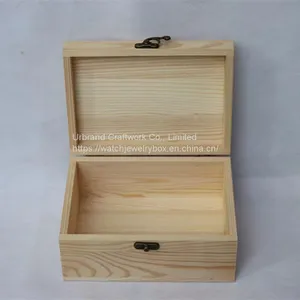 Solid Wood Storage Box Flip Tea Box Antique Hinge Buckle Cover Jewelry Box thumbnail-3
