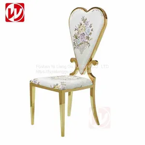 Hotel Restaurant Furniture Used Gold Stainless Steel Banquet Chair Heart Back Design Wedding Chairs thumbnail-1