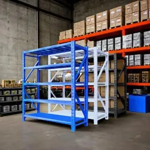 Industrial Metal Warehouse Storage Rack Unit Light Duty Shelf Longspan Shelving thumbnail-1