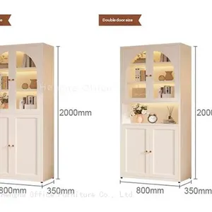 Heavy Duty Cold-Rolled Steel Storage Locker-CBT354 With Tempered Reed Glass& Silent Magnetic Door Design for Creative Studio thumbnail-2