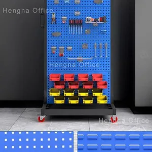 Freestanding Pegboard Tool Rack | Space Saving Home Garage Organizer System For DIY Basement Workshop thumbnail-3