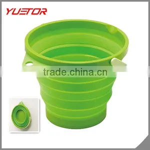 Portable Space Saver Outdoor New Collapsible Silicon Round Water Bucket Container thumbnail-1