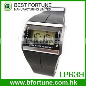 LP639 Digital Movt LCD Plastic PU Strap Water Resistance Watch Promotional Gift Watch thumbnail-1
