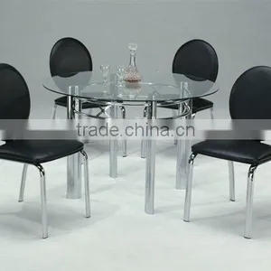 Modern Dining Set/ Black Dining Round Glass Table and Black Chair thumbnail-1