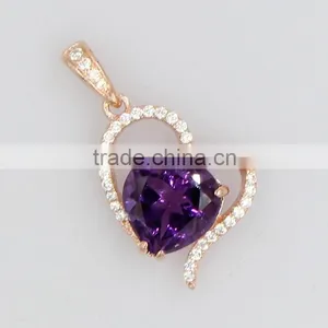Yujinfu Amethyst 925 Sterling Silver Pendant Rhodium Plated Jewelry With CZ Setting thumbnail-1