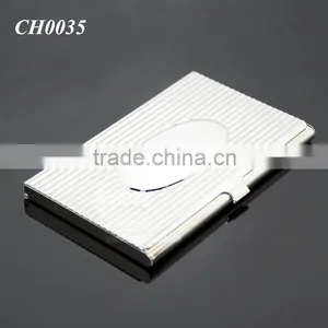 New Arrival High-Grade Name ID Card Box Organizer Lines Emboss Oval Metal Business Card Case Stainless Steel Card Holder thumbnail-5