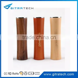 Promotional Gift Cylindrical Wooden Power Bank Wood Power Charger 2600mAh thumbnail-3